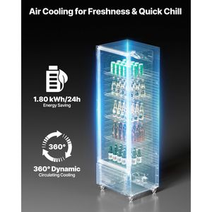 Congelatore e Frigorifero Verticale Commerciale con Porta in Vetro da 11,47 CU.FT, Espositore Refrigerato per Bevande - Product Image 3