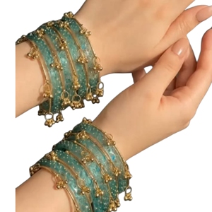 Juego de 16 Pulseras Ghungroo Doradas de la Mejor Calidad, Estilo Kashmiri, Brillantes, para Bodas y Fiestas, Pulseras Punjabi Premium - Product Image 3