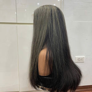 Pelucas de cabello humano de primera calidad, peluca de cabello gris, peluca de cabello liso vietnamita, extensión de cabello con cierre de encaje, color liso - Product Image 1