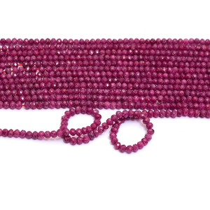 Cuentas sueltas de rubí AAA+ de 3mm-4mm microfacetadas en forma de rondel, rubí rojo natural, piedras preciosas sueltas para la fabricación de joyería. - Product Image 1