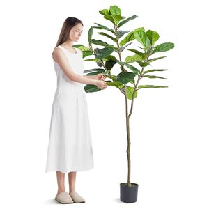 Albero di Ficus Lyrata Artificiale Antiribaltamento da 1,8 m in PE, Pianta Finta Realistica a Bassa Manutenzione - Product Image 1