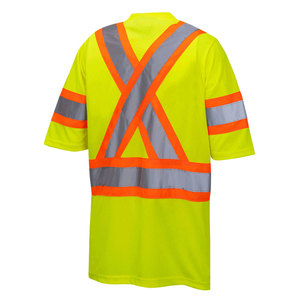 เสื้อทำงาน Hi viz มีกระเป๋าเสื้อยืดสำหรับผู้ชายเพื่อความปลอดภัยเสื้อยืดสะท้อนแสงคุณภาพสูง - Product Image 2