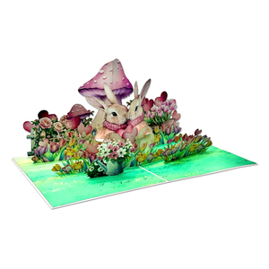 Cartes de vœux artisanales en papier en gros - Lapin de printemps Jardin Carte pop-up 3D avec impression offset - Product Image 3