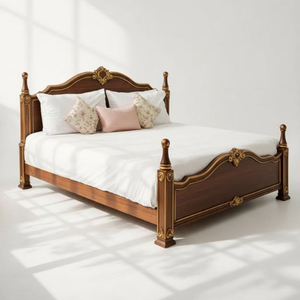 Natural <b>oak</b> wood <b>frame</b> with a button-tufted fabric headboard insert, available at wholesale prices - Product Image 2
