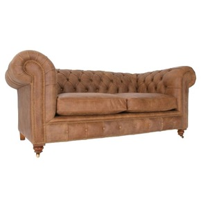 Premium Chesterfield Two Seater Leather <b>Sofa</b> with Deep Quilted Upholstery Rolled Arms Solid Wood Legs Elegant Lounge Seating - Product Image 2
