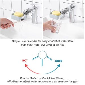 Rubinetto per lavabo cromato a 1 foro con altezza del beccuccio di 4 pollici - Product Image 5