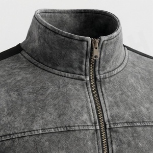 Chándal de invierno para hombre de algodón transpirable con lavado ácido, estampado personalizado, talla grande, con capucha, para correr, color personalizado - Product Image 3