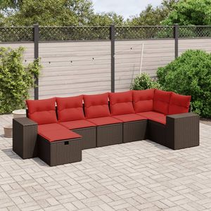 Ensemble de canapés de patio en polyrotin marron 7 pièces avec coussins, mobilier d'extérieur élégant - Product Image 1