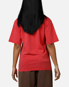 Women Red Crew Neck T-Shirt Short Sleeve Loose Fit 100% Cotton Plain Dyed Jersey Casual Style Everyday <b>Comfort</b> Wear - Product Image 3