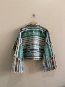 Chaqueta india tradicional bohemia hecha a mano con costuras Kantha, abrigo reversible - Product Image 6