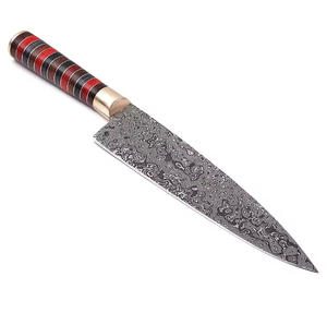 Professional Chef <b>Knife</b> Damascus Steel 13-Inch Hand Forged Modern Ambidextrous Resin Handle Brushed Finish Dishwasher <b>Safe</b> - Product Image 1