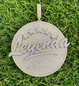 Iced Out Leyenda Stars Pendant Hip Hop Micro Insert Cubic Zirconia Moissanite + 925 Silver <b>Charm</b> - Product Image 1