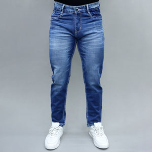 Jean pour homme Gex bleu clair, coupe droite, taille mi-haute, extensible, qualité supérieure, best-seller - Product Image 1
