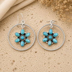 Pendientes de Turquesa Ovalados y Redondos, Joyería de Turquesa Hecha a Mano, Joyería Boho del Suroeste para Mujer, Pendientes de Regalo de Aniversario - Product Image 2