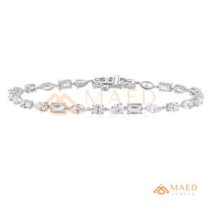 <b>Silver</b> Round Moissanite Tennis Bracelet Secure Clasp Daily Wear Fashion Jewelry Gift <b>For</b> Women And <b>Men</b> Sparkle Comfort Style - Product Image 5