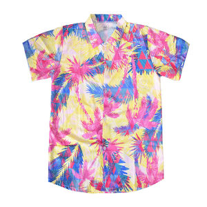 Chemise hawaïenne pour homme en tricot léger 100% polyester et 100% coton, coupe classique, motif uni, manches courtes, prix abordable - Product Image 4