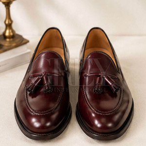 Chaussures en cuir pour hommes à la mode, mocassins en cuir véritable, semelle légère, finition artisanale, pour sorties décontractées - Product Image 2