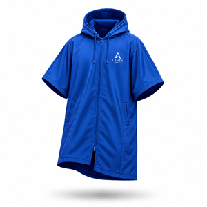 Parka de bain unisexe personnalisée imperméable à manches courtes avec capuche, séchage rapide, robe de change avec fermeture éclair intégrale pour la natation, le surf, la plage et la piscine - Product Image 1