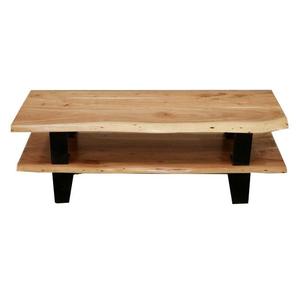 Modern Industrial Wood Coffee <b>Table</b> <b>with</b> Metal Frame and <b>Storage</b> Shelf for Living Room Furniture - Product Image 2