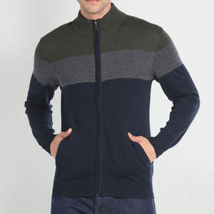 Suéter de lana mezclada personalizado al por mayor para hombre, cuello alto, oversize, cálido para otoño, tejido de punto 12GG, de alta calidad, con cremallera frontal, liso, OEM - Product Image 1