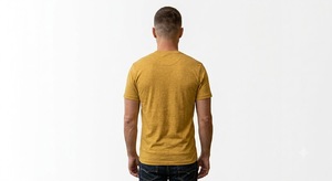 Camiseta de Manga Corta para Hombre, Ligera, de Color Sólido, Cuello Redondo, Informal, de Algodón, Tejido de Punto, 230g, Diseño Liso Teñido - Product Image 4