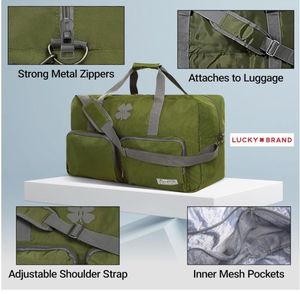 Sac de sport pliable en toile 65L, grande capacité, léger, avec fermeture éclair, bandoulière réglable, pour week-end ou nuitée - Product Image 3