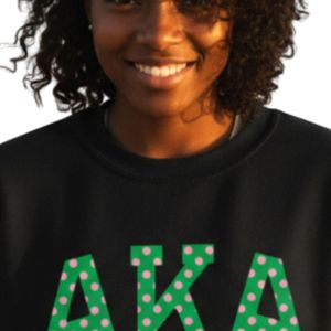 Black Polka Dot Letter Graphic Crewneck Sweatshirt <b>Green</b> Print Cotton Fleece Pullover Long Sleeve Casual Fashion Streetwear - Product Image 3