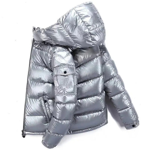 Men Shiny Puffer Black Jacket Men Back <b>Bubble</b> Jackets & <b>Coats</b> 2025 Wholesale winter jacket Stand Casual Knitted Breathable - Product Image 5