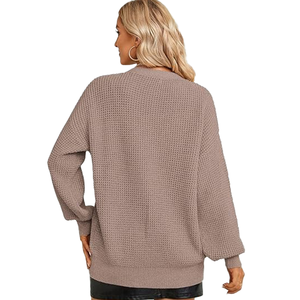 Cardigan en tricot pour femme, motif patchwork, boutons sur le devant, col rond, manches longues, décontracté, anti-rides, brodé, automne-hiver - Product Image 3