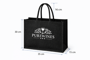 Sac fourre-tout en jute noir avec logo personnalisé, écologique, unisexe, panier-cadeau, emballage réutilisable pour les courses - Product Image 4