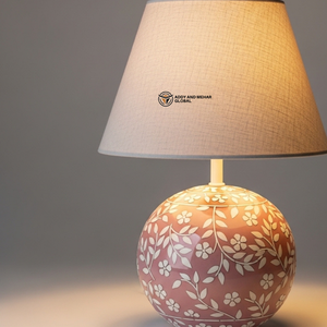 Lampe contemporaine en os incrusté de pierres roses |   Éclairage de table design pour maisons élégantes - Product Image 2