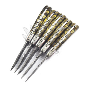 UA Supplies Hand Forged Damascus Steel Hunting Clip Point Folding <b>Knife</b> 0.5mm Mosaic Wood <b>Handle</b> Lockback Pocket EDC Industrial - Product Image 5