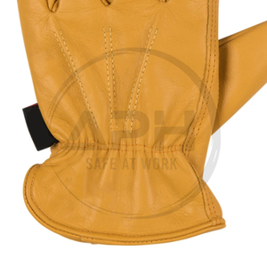 Gants de conduite en cuir lisses à paume intégrale, poignet élastique, pour le travail, avec coutures classiques, produit de qualité supérieure, gants robustes - Product Image 6