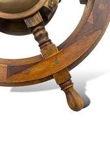 Horloge murale en bois ancienne en forme de roue de bateau, décoration nautique, design Art Déco, alimentée par piles, décoration murale pour la maison ou le bureau, cadeau Tajdaar - Product Image 2