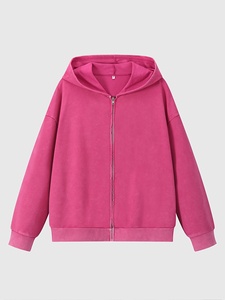 Sweat-shirt à capuche rose unisexe, décontracté, en polaire, couleur unie, coupe classique, pour l'automne, 100% coton, respirant, personnalisable - Product Image 1