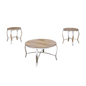 Set da caffè e tavolino con finitura in rovere chiaro e cromato Malai - Product Image 4