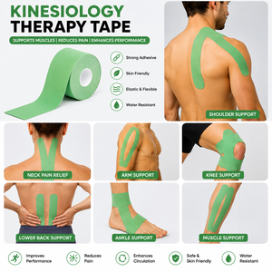 Bande de kinésiologie KStar pour soulager la douleur, verte, élastique, avancée, pour le soutien musculaire, la récupération des blessures sportives, bande de physiothérapie - Product Image 3