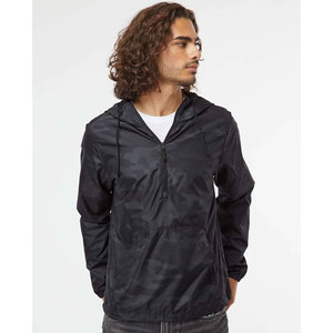 Veste coupe-vent légère en polyester à capuche camouflage noir pour homme, fermeture éclair mi-longue, décontractée, pour le printemps - Product Image 1