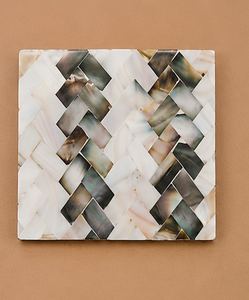 Ensemble de sous-verres carrés en mosaïque de nacre faits à la main pour tasses à café et boissons - Product Image 6