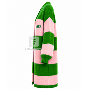Cardigan long respirant personnalisé Alpha Kapa Alpha Sorority avec logo brodé sur le devant, vert rose, décontracté, manches longues pour femme - Product Image 2