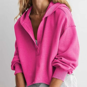 Sudadera con Capucha de Felpa Francesa de Alta Calidad para Mujer, Sexy, con Abertura Profunda, Costuras Invertidas, Manga Larga, Estilo Simple, Tejido de Algodón - Product Image 5