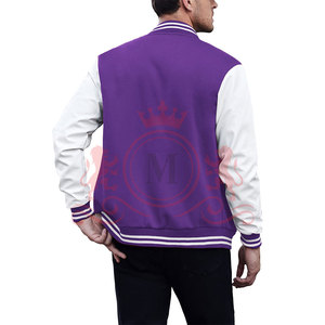 Top Trending Purple <b>White</b> Letterman <b>Jacket</b> Button Front Comfortable Fit Premium Everyday Clothing - Product Image 2