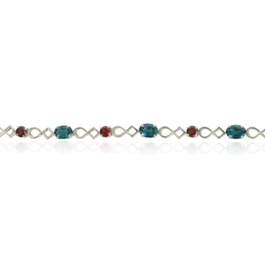 Beautiful Infinity Design Solid 925 Sterling Silver Natural <b>London</b> Blue Topaz & Garnet Gemstone Fine Bracelet Jewelry - Product Image 5