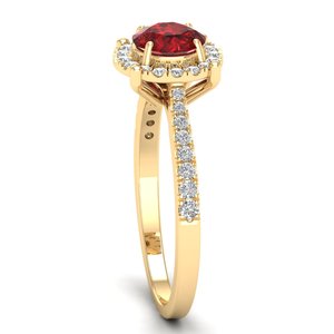 REYES Premium Quality 14K Solid Gold IGI Certified Diamond Halo <b>Ring</b> Round Brilliant Cut 0.84 Carat <b>Garnet</b> Gemstone Fine Jewelry - Product Image 3