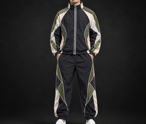 Ensemble de vêtements de sport pour homme, écologiques, streetwear, avec capuche, couleur unie, tissu ripstop, pour usage extérieur - Product Image 1