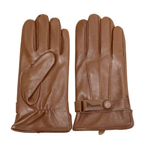 Gants d'hiver pour hommes en cuir de mouton, design simple et décontracté, pour le voyage et les sports de plein air, avec détection de pointeaux - Product Image 1