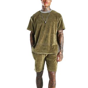 shorts set outdoor velvet set latest design men <b>velour</b> twinset - Product Image 1