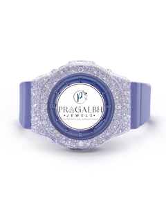 Reloj Pragalbh Jewels con Diamantes Incrustados, Bisel de Moissanita con Pavé Completo, Reloj de Cuarzo de Lujo, Acero Inoxidable con Correa de Goma - Product Image 1