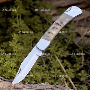 UA Supplies Professional Natural Ram Horn Handle High Carbon Steel Hunting Clip Point Industrial Folding Pocket Knife High OEM - Product Image 3
