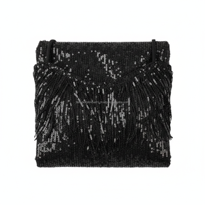 Costume de danse personnalisé pour femmes, noir, à franges et sequins, ensemble 2 pièces, haut court et short, pour spectacle sur scène, OEM - Product Image 6